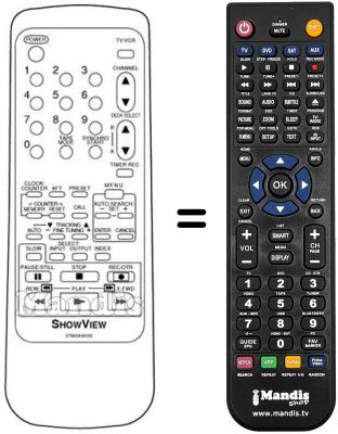 Gleichwertige Fernbedienung Sinudyne SV 9222