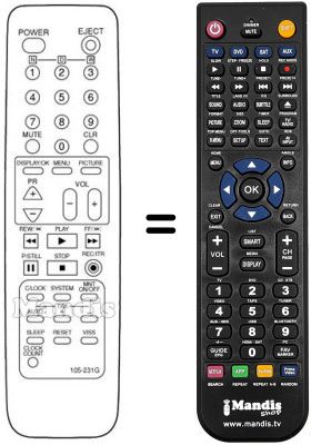 Replacement remote control 105-231 G
