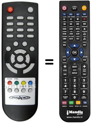 Gleichwertige Fernbedienung Irradio DTR 1001