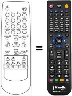 Gleichwertige Fernbedienung Daewoo DVT 14H3UB Gleichwertige Fernbedienung Daewoo DVT 14H3UB