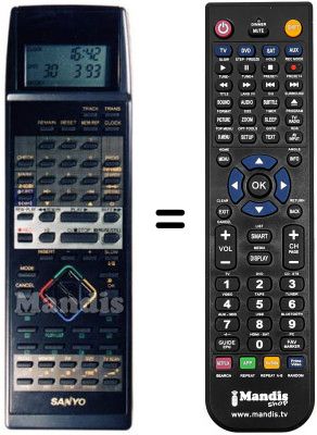 Gleichwertige Fernbedienung Sanyo VHR-D5670 I