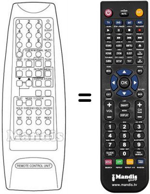 Gleichwertige Fernbedienung Daewoo DMQ 28K3ST Gleichwertige Fernbedienung Daewoo DMQ 28K3ST