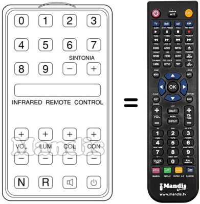 Replacement remote control INFRARED REMOTE CONTROL
