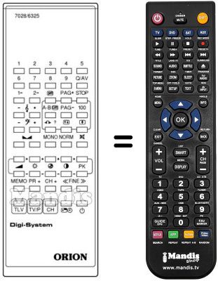 Gleichwertige Fernbedienung Orion 7028