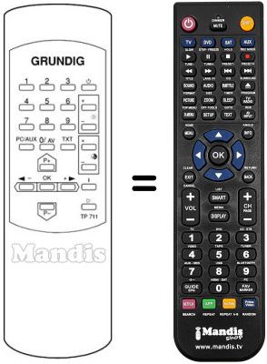 Gleichwertige Fernbedienung Grundig T 55-843 FR