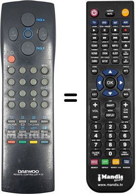 Gleichwertige Fernbedienung Daewoo DTC 29G1 Gleichwertige Fernbedienung Daewoo DTC 29G1
