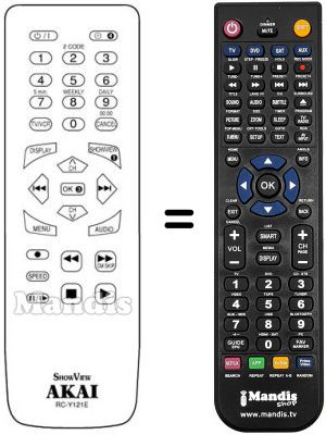 Gleichwertige Fernbedienung Akai VS-G765 SEG