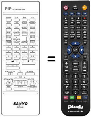 Gleichwertige Fernbedienung RC 651