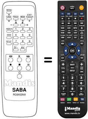 Gleichwertige Fernbedienung RC 6X03 NX
