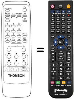 Gleichwertige Fernbedienung Thomson T 20 VB 12 A Gleichwertige Fernbedienung Thomson T 20 VB 12 A
