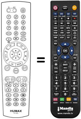 Replacement remote control Humax PVR-8100 T