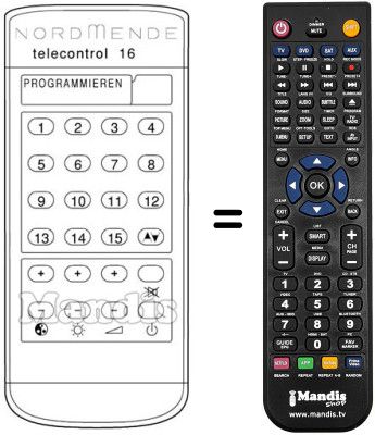 Gleichwertige Fernbedienung TELECONTROL 16 Gleichwertige Fernbedienung TELECONTROL 16