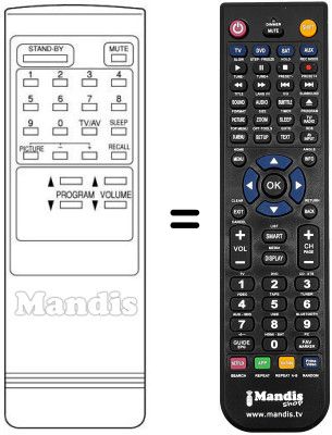Replacement remote control TVC W / PICTURE + Replacement remote control TVC W / PICTURE +