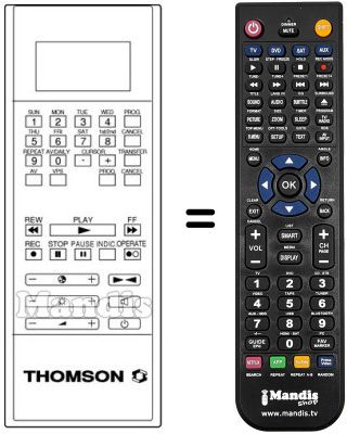 Gleichwertige Fernbedienung Thomson V 610 Gleichwertige Fernbedienung Thomson V 610