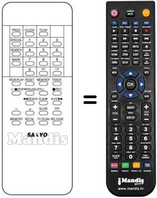 Replacement remote control VCR 37 KEY-SPECIAL / SEARCH