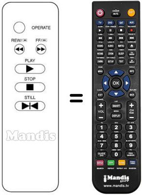 Replacement remote control VIDEO 6 BUTTON