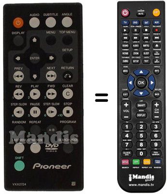 Replacement remote control Pioneer PDV LC10