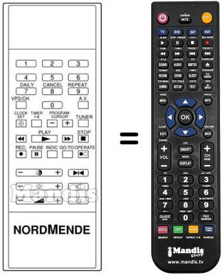 Replacement remote control NordMende V1005M Replacement remote control NordMende V1005M
