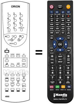 Gleichwertige Fernbedienung Orion TRIADE7103PIP