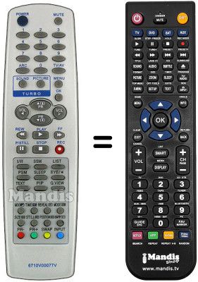 Replacement remote control LG 6710V00077V