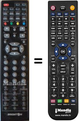 Replacement remote control Brigmton BTV-221-DVD