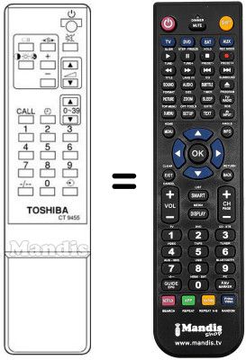 Gleichwertige Fernbedienung Toshiba 23120387 Gleichwertige Fernbedienung Toshiba 23120387