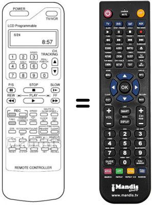 Gleichwertige Fernbedienung Daewoo DVR7577 Gleichwertige Fernbedienung Daewoo DVR7577