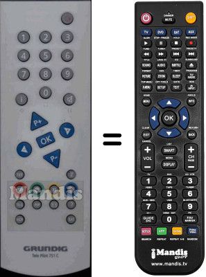 Gleichwertige Fernbedienung Grundig P37-1201 / 5TOP