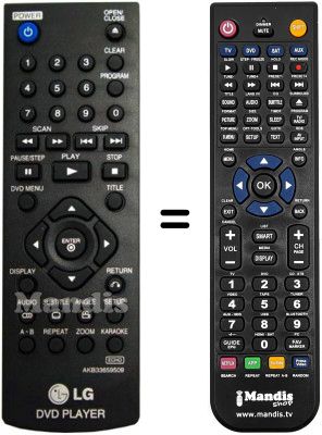 Replacement remote control LG DV647