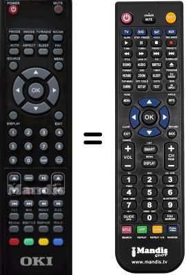 Gleichwertige Fernbedienung Oki V19N-PHTUV