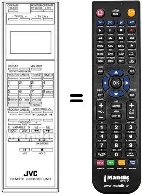 Replacement remote control JVC PQ10543BU