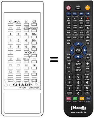 Replacement remote control Sharp RRMCG0662PESA