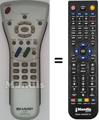 Replacement remote control Sharp RCT5603