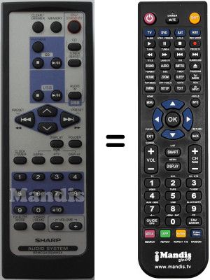 Replacement remote control Sharp RRMCGA155AWSA