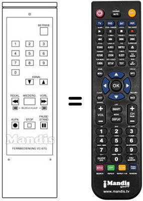 Replacement remote control NordMende V1035T Replacement remote control NordMende V1035T