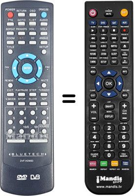 Replacement remote control BLUETECH DVFHDM20 Replacement remote control BLUETECH DVFHDM20