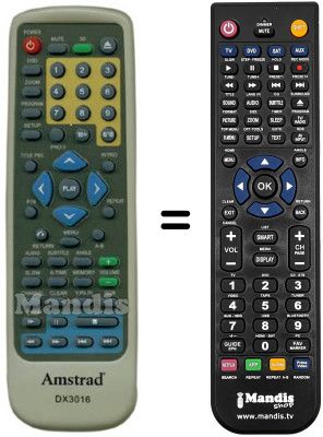 Gleichwertige Fernbedienung Amstrad DX3016