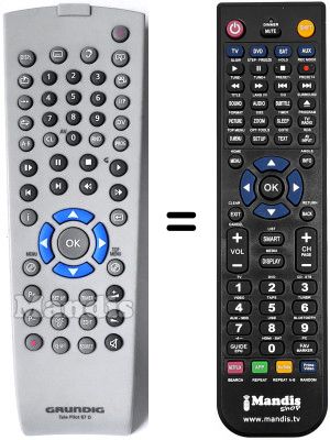 Gleichwertige Fernbedienung TELE PILOT 87D