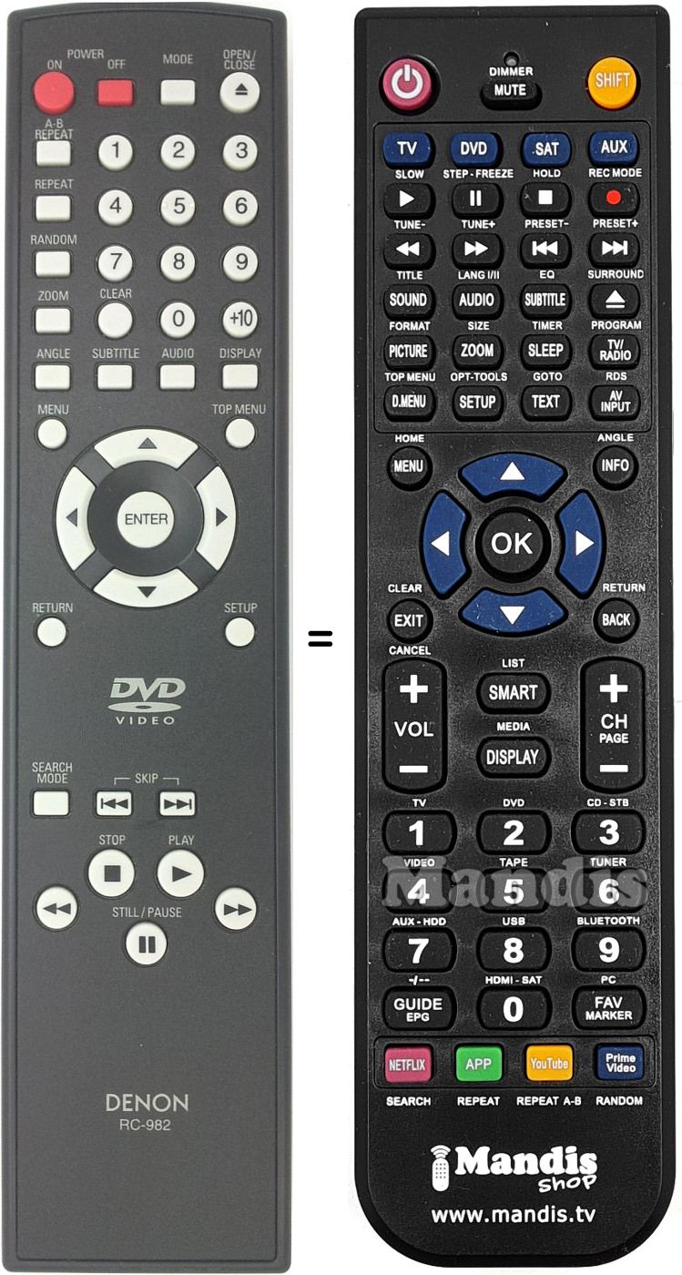 Replacement remote control RC-982